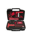 Pro Grade Woodworking Measuring and Scribing Tool Set in Aluminum Alloy, 9 or 10 Piece Precision Layout Kit with durable storage box.