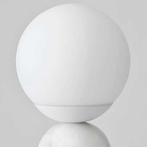 10 Inch Table Lamp With Marble Base And Frosted Glass Shade, Cozy Bedside Reading Light For Bedroom And Living Room, close-up view.