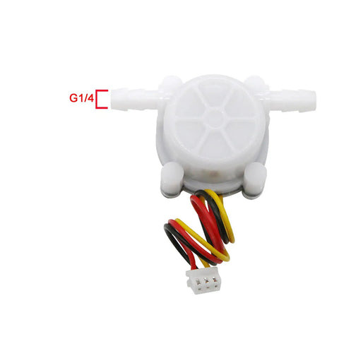 Quarter Inch Water Flow Sensor Hall Effect Flowmeter For Food Grade Use 0.3 To 6 Liters Per Minute DC Five To Twenty Four Volts RoHS Certified