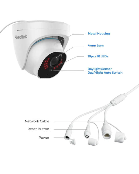 4K PoE Outdoor Security Camera System With Dome Cameras, On-Device Human And Vehicle Detection, 100 Ft Night Vision, camera details.