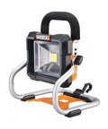 20V Power Share LED Work Light With 1500 Lumens shown on stand, features ultra portable design and shared battery system for extended runtime.