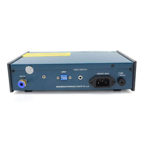 Rear view of Auto Glue Dispenser With Digital Display 110V Solder Paste Liquid Adhesive Controller Model 983 showing connections.
