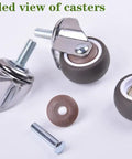 Exploded view of 1.5 Inch Mute Swivel Rubber Caster Wheels With T Nut And M8x20mm Stem For Furniture Castors Load Up To 220 Lbs