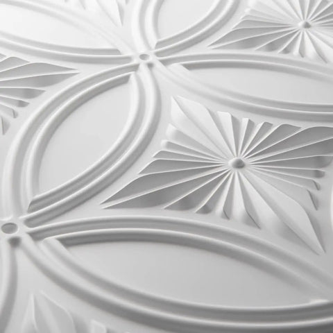 Close-up of Decorative PVC Drop Ceiling Tile White 2x2 Ft Glue Up Ceiling Panel 24x24 Inches Pack of 12 Easy Install design