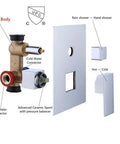 Wall Mounted Rainfall Shower System With 10 Inch Rain Shower Head And Handheld Kit Chrome Finish Rough In Valve components