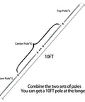 Diagram showing Heavy Duty Steel Tent Pole Replacement Set With 75 Inch Adjustable Rods, 0.6 Inch Diameter, 2 Pack, assembled to 10 FT.