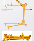 Tough As Nails Mobile Small Crane, Silent Rubber Casters That Glide Like Butter, adjustable yellow manual hoist 200kg capacity.
