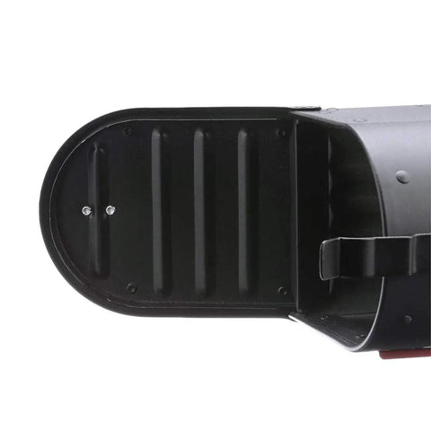 Admiral Aluminum Textured Black Post Mount Mailbox With Rust Proof Aluminum Construction open weatherproof door detail