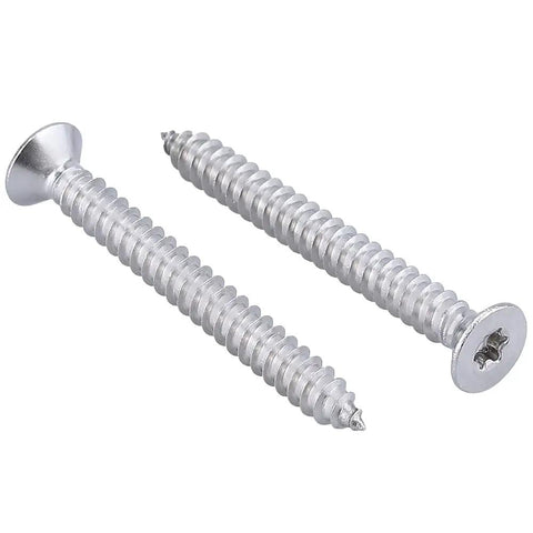 Heavy Duty Pro Grade Size 12 By 2 Inch Flat Head Torx Self Tapping Screws Built Tough 304 Stainless Steel fasteners shown.