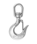 Top Shelf 304 Stainless Steel Swivel Eye Lifting Hook built tough for heavy duty rigging work, one ton load rating.