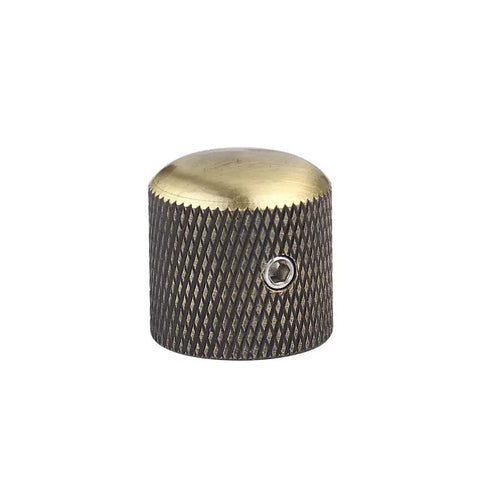 Dope Bronze Dome Guitar Knobs Four Piece Hardware Set With Allen Screws Volume Tone Control Upgrade For Electric Guitar And Bass Sweet Fit For Fender Telecaster And Gibson Les Paul Badass Vintage Stage Gear close-up of a bronze dome knob with textured sides.