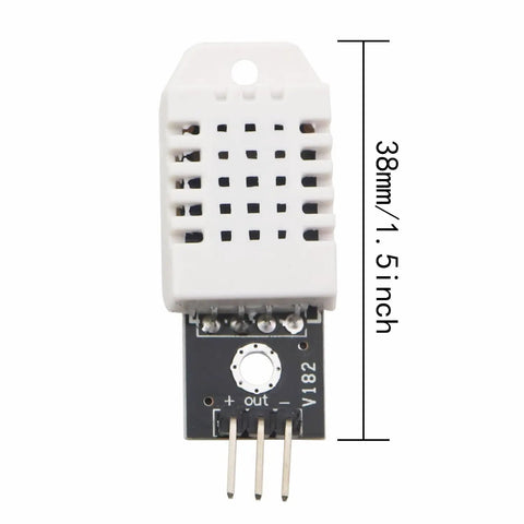 Plug And Play Digital Temperature And Humidity Sensor Module With Cable For Greenhouse Monitoring And Industrial Environment Control For DIY Electronics Projects Using DHT22 AM2302, close-up view showing size and pins