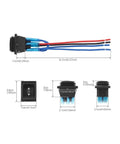 6Pin 3Pos Waterproof Reverse Polarity Panel Mount Stop Switch With No Tool Needed Quick Install Waterproof Housing Clear Tactile Feedback On Each Press And Precision Contact Structure For Reliable Power Switching. Black waterproof panel mount switch, 3.8cm x 2.8cm, 6-wire leads.
