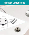 Heavy Duty Stainless Steel Tub Overflow Faceplate With Matched Screws Fitting Standard Bathroom Drains showing dimensions and screws.