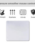 Sublimation Blank White Square Mouse Pads 9.4 x 7.8 x 0.12 Inches 3mm Thick for Heat Transfer Printing with Anti Slip Rubber Base, features icons