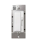 Front view of white 150W LED Dimmer Switch For Dimmable Lights, Single Pole And 3-Way Ready with installation guidance QR code