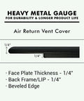 Beefy Solid Cast Aluminum HVAC Air Return Grill Vent Cover For 4x30 Duct Opening, 6x32 Overall Size, Matte Finish