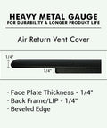 Detail of Beefy Heavy Duty Cast Aluminum Floor Air Grille For 6x30 Duct Opening With 8x32 Face Plate Matte Black Powder Coat