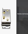 Push To Open Cabinet Latch Set 2 Pack Stainless Steel Silver Double Roller Door Catch with brass details.