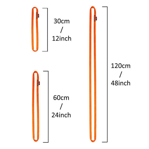 GM Climbing 16mm Nylon Sling Runner 60cm 24 Inch Fluorescent Orange, 22kN Capacity, CE and UIAA Certified, Tube Nylon Webbing