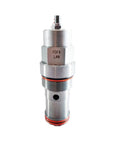 Hydraulic valve FDFA-LAN for SUN, silver metal body with orange O-rings, front view