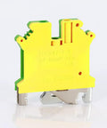 Front view of Ten Pack DIN Rail Ground Terminal Block with Screw Clamp Connectors, Nylon PA66 Housing, Nickel Plated Screws