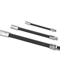 Flexible Socket Extension Bar Set, 3 Piece Long Reach Ratchet Adapter With 360 Swivel Shaft displayed on white background.