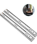 Heavy Duty Steel Drawer Slides With Three Section Extendable Rail Buffer Soft Close Double Row Stainless Steel Quiet Ball Bearings Smooth Load Bearing For Cabinets Easy Install And Anti Derailment For Secure Drawers, stainless steel pair