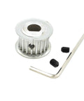 Premium 20 Tooth Timing Pulley And Synchronous Belt Kit Aluminum Alloy Construction, includes bolts and wrench for CNC projects.