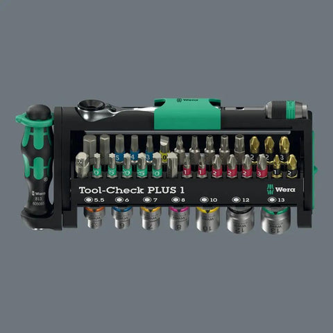 Multicolor Tool Check Plus 1 Style Kit By Wera Tools Pro Grade For Pros And DIYers, compact carry case with bits and sockets visible