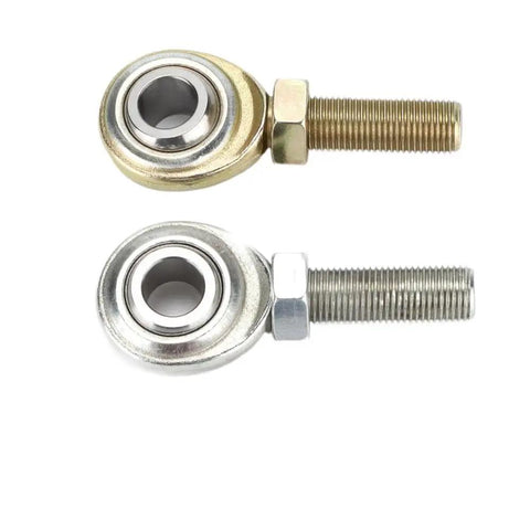 Beefy One Half Inch Bore Rod End Heim Joint Pair With One Half By Twenty Male Threads And Slick Right Left Hand Alignment For Steering And Suspension Linkage Connections That Bullseye Fit Guaranteed To Handle Heavy Whip Without Any Slack Day.