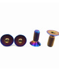Beefy Titanium Bolts M6x20mm Burnt Blue Flat Head Hex Socket Cap Screws Countersunk Pack of 5, shown from front and side angles.