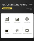Infographic showing features of Dope Pro Grade Digital Dial Indicator Tool including factory outlet, industrial quality, fast display chip, 3V battery, accurate measurement, and computer connectivity.
