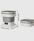 Portable Folding Mini Washer With Spin Dryer Combo 20 Liter Capacity shown from the side with dimensions and modern design.