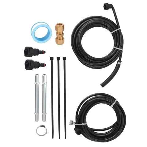 Nifty Nylon Fuel And Vent Lines Repair Kit Totally Fixes Your Chevy Or GMC Silverado And Sierra Trucks No More Leaks, Super Duper Easy Fix For Any Car Guy Who Wants To Save Some Dough And Keep Their Ride Running Smooth Like Butter Today. black nylon fuel and vent line repair kit with fittings, clamps, and hose
