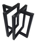 Professional Grade Heavy Duty Iron Table Legs With Tough Black Baked Finish Rock Solid Metal Bench Support Pair, angled view.