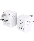 Six In One UK Travel Plug Adapter With Three Outlets And Three USB Ports Two USB C Ports Fast Charge For USA To England London Scotland