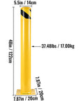Tough As Nails 48 Inch Steel Safety Bollard Post In Bright Yellow Finish with 5.5 Inch Diameter for Heavy Duty Traffic Control.