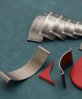 Leather Corner Punch And Round Cutter Kit For Belts And Watch Straps, showing metal dies and red cutting surface.