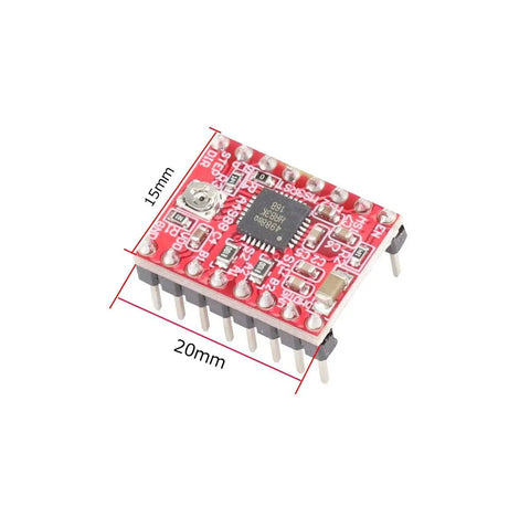 Three Pack A4988 Stepper Motor Driver Boards With Integrated Heat Sinks for Reliable Microstepping, 15x20mm size.