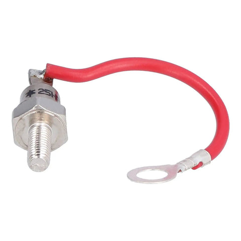 Heavy Duty 25A 1200V Rectifier Diode Module Built Rock Solid With Premium Molybdenum Construction and Clean Spiral Heat Sink Design For Zero Fuss Industrial Power Conversion with red wire connection.