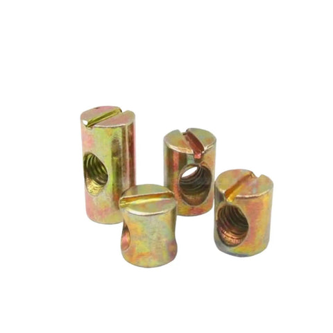 Beefy Heavy Duty Barrel Nuts Set 50 Pcs Metallic Slotted Cross Dowel Barrels M4 M5 M6 M8 Zinc Plated For Strong Furniture Joints Easy To Install And Durable