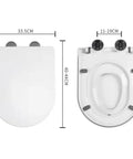 Dimensions of No Drama Thick Polypropylene Toilet Seat With Dead Smooth Slow Close Lid and Quick Release Hinges for Universal Bathroom Fixtures.