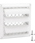 4 Inch Louvered Dryer Vent Cover With Aluminum Pest Guard Screen Outdoor Exhaust Cap For 4 Inch Duct Openings, screws visible
