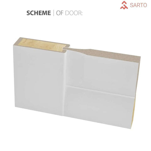 Cross-section of Barn Bypass Door Kit 36 x 84 with matte white eco-veneer and heavy-duty steel rails set