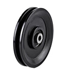 Beef Up Your Home Gym With This Low Noise Pulley For Cable Machines, Nylon Roller And Quiet Bearings, Strength Training Attachment For DIY Fitness System, Black 110 Millimeter black 110 mm pulley on white background
