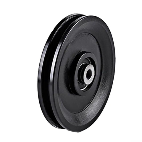 Beef Up Your Home Gym With This Low Noise Pulley For Cable Machines, Nylon Roller And Quiet Bearings, Strength Training Attachment For DIY Fitness System, Black 110 Millimeter black 110 mm pulley on white background