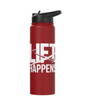 Sailplane Pilot Insulated Stainless Steel Water Bottle For Glider Enthusiasts And Flight Crew Keeps Drinks Cold Or Hot During Thermal Lifts Ridge Soaring Tow Launches And Training Flights, red with black lid, lift slogan.
