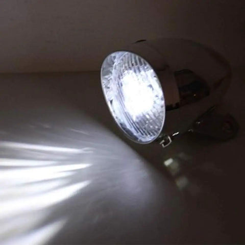 Old School 3 LED Bicycle Front Light with Bracket, waterproof vintage headlamp shining in the dark for night riding
