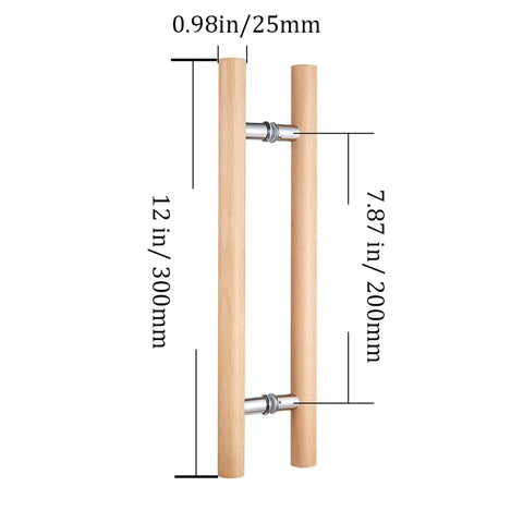 Premium Beech Wood Door Handle Push Pull Bar Featuring Rock Solid 304 Steel Connector For Sauna And Interior Doors No Sweat Setup Heavy Duty 12 Inch H Shape Hardware